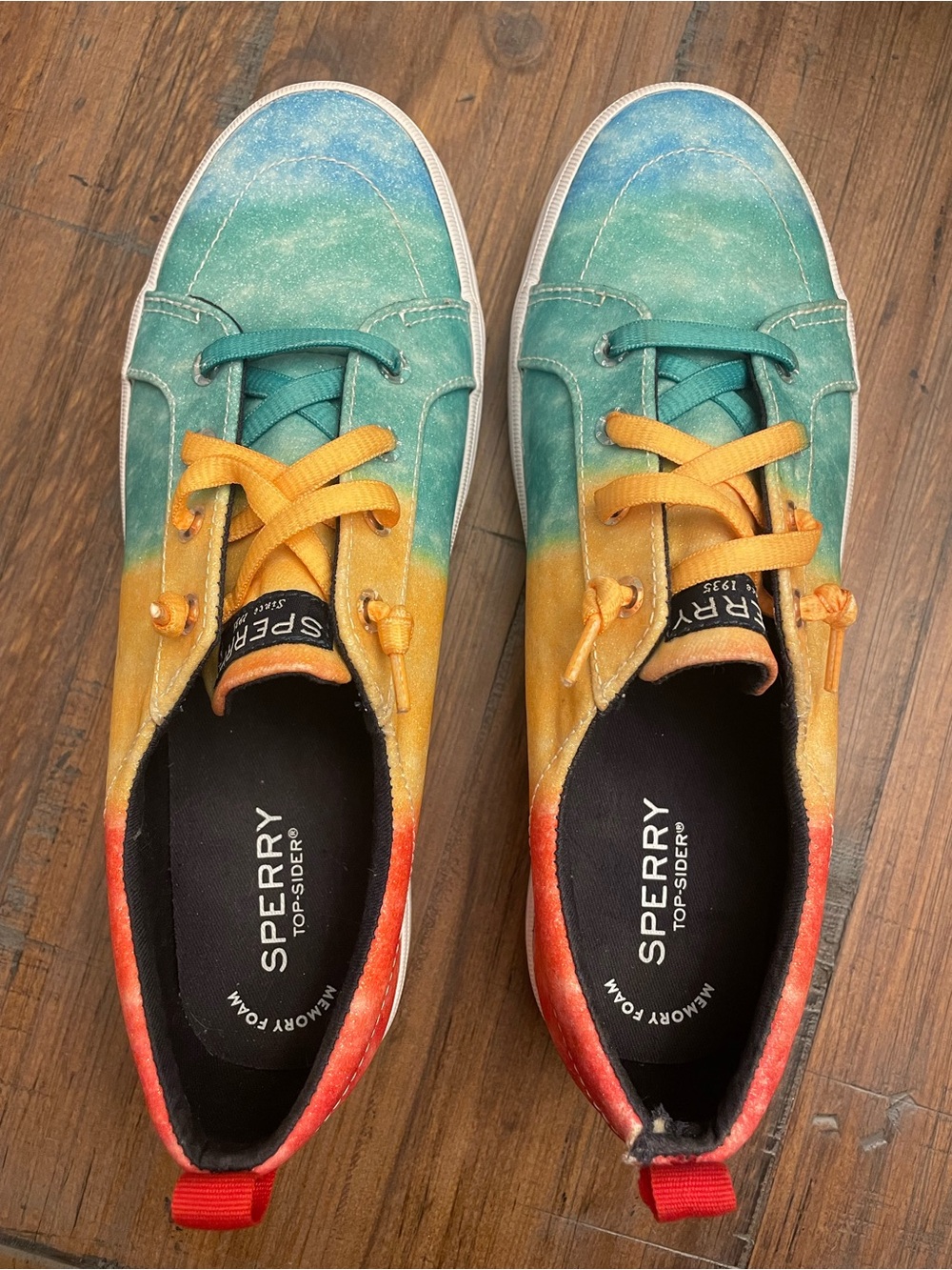 Sperry Tie-Dye Boat Shoes - Teal, Yellow & Red